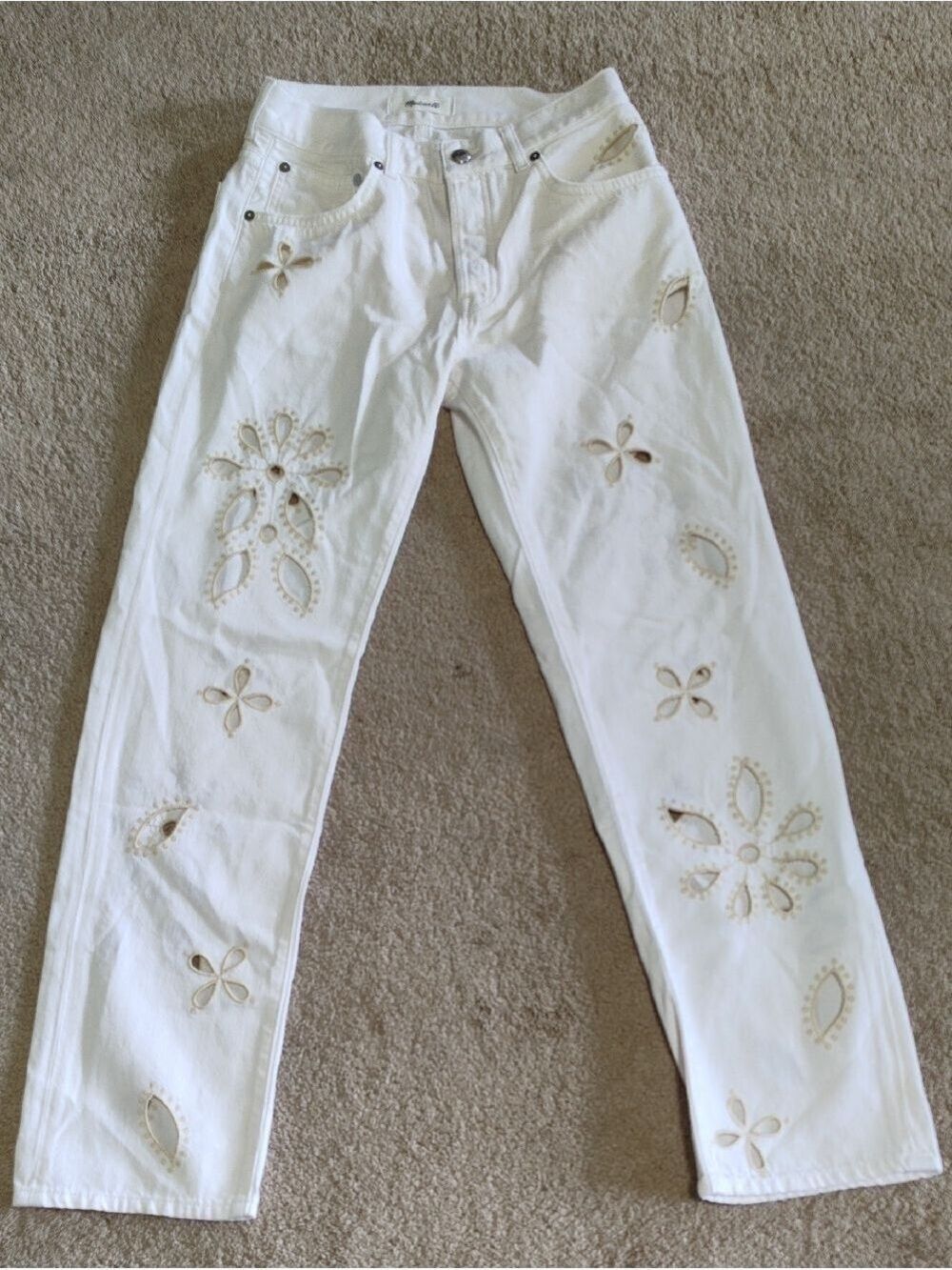 Madewell White High-Rise Button Fly Jeans